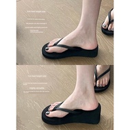 flip flop slippers for women Selip-flop 7cm, kaki bergaya wanita, nipis dan berkadar, sandal tumit b