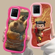 MERAH D-4 ne zha Pink red Casing for VIVO V30 Y02a Y21a Y02t Y02 Y21s Y21 Y21t Pro 5G black