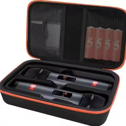 Hard Shell Microphone Case Handheld Dual Capacity Carrying Case Shockproof Wireless Microphone Organ