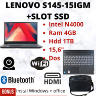 NEW Laptop LENOVO S145-15IGM - N4000 - 4GB/8GB - 1TB+ SLOT SSD / +256GB