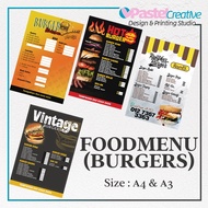 A4 & A3+ Burgers Menu | Waterproof sticker or Laminated | Customise Design
