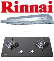 Rinnai RH-S239-SSR Stainless Steel Slimline Hood + RINNAI RB-7302S-GBS 2-BURNER TEMPERED GLASS GAS HOB