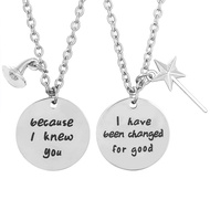 A Set Wicked Necklace Quotes Because I Knew You With Witch Hat Magic Wand Pendant Necklace Friendshi