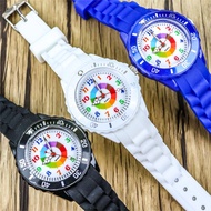 Fashion Children Color Circle Waterproof Watch Girl Macaron Silicone Simple Quartz Watch Junior High