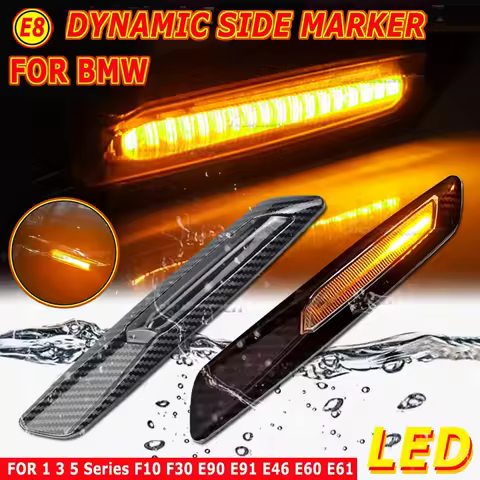 Flashing Sequential LED Turn Signal Side Marker Light For BMW 1 3 5 Series F30 E90 E91 E92 E93 E46 E
