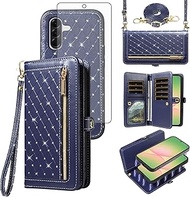 Phone Case for Samsung Galaxy A56 5G Zipper Wallet Detachable Magnetic Cell Cover with Screen Protec