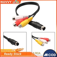 4 Pin S-Video To 3 RCA Cable Audio Video Adapter 28 Cm/11 Inch Audio Video Composite Extension Cable