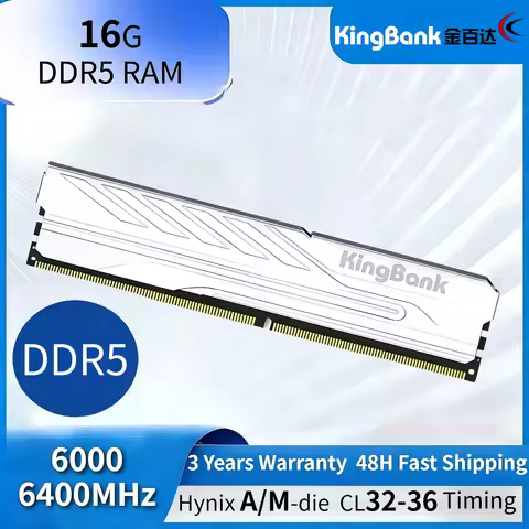 Original KingBank RAM DDR5 16GB 6000/6400MHz CL32-36 Hynix Chip A/M-die Desktop Gaming Memory with B