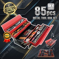 85pcs Spanner Set with Cantilever Metal Tool Box Set 5 Tier 85 pcs 1/4" & 1/2" 85pcs Tools Set 85pcs