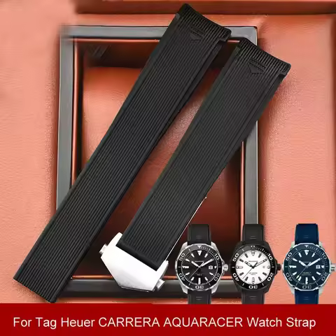 New Style Rubber Silicone Watch Strap For Tag Heuer CARRERA AQUARACER Series Watch Black Blue Watchb