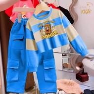 Girls' anomali cargo pants set 1-12 years old crop sweater stripe children tung tung sahur ballerina