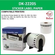 [SET] Compatible DK22205 DK-22205 2205 Brother Continuous Thermal Paper Label Sticker Roll (Black on