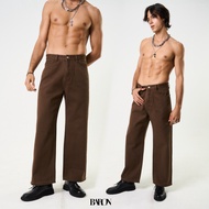 BARON Dexter Baggy Fit Jeans กางเกงยีนส์ผู้ชาย ขายาวกระบอกใหญ่เอวสูง สี น้ำตาล ครีม กากี