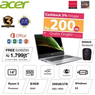 Ready Stok Acer Aspire 3 Slim A314-22 Ryzen 3-3250U 8Gb/4Gb 256 Ssd