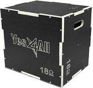 Yes4All 3 in 1 Non-Slip Wooden Plyo Box, Plyometric Box for Home Gym and Outdoor Workout