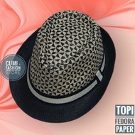 Paper Fedora Hat with Men's and Women's Motifs, Imported Knitted Fedora Hat