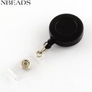 2pcs Plastic Clip-On Retractable Badge Holders Tag Card Holders Black 84x31x12mm
