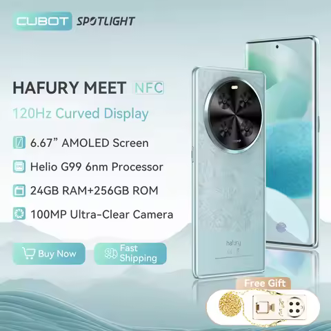 Cubot Hafury Meet, Smartphone Android, 6.67" 120Hz AMOLED Curved Screen, 24GB RAM(12GB+12GB), 256GB 