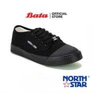 Bata บาจา by North Star รองเท้านักเรียนาผ้าใบ แบบผูกเชือก วัยประถมและมัธยม สวมใส่ง่าย สำหรับเด็กผู้ชาย รุ่น North Star สีดำ 8296613