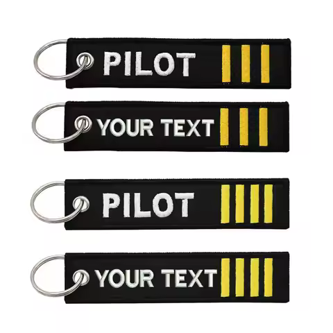 Personalized Pilot Keychain Customize Text Tag Double Sided Embroidery Aviation Gifts Luggage Tag La