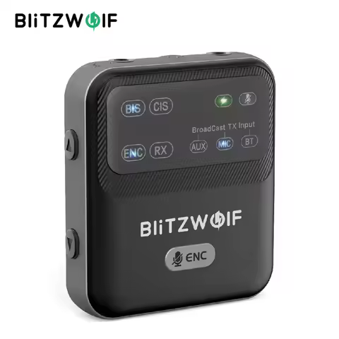 BlitzWolf BW-LE523 2in1 Audio Adapter Bluetooth V6.0 Receiver Transmitter Clip-on Design AAC LC3 ENC