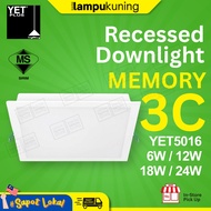 [SIRIM] YETPLUS Memory 3C LED Recessed Downlight YET5016 Square 3 Colour