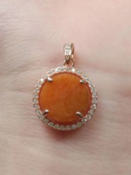 925銀鑲嵌天然翡翠A貨紅翡無事牌 無紋裂 上身很好看哦