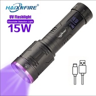 HaixnFire ไฟฉายไฟฉายหลอดยูวี SV17 365nm แผ่นเรืองแสงบ่มกาว UV ไฟฉายตรวจจับป้องกันการปลอมแปลงชาร์จได้
