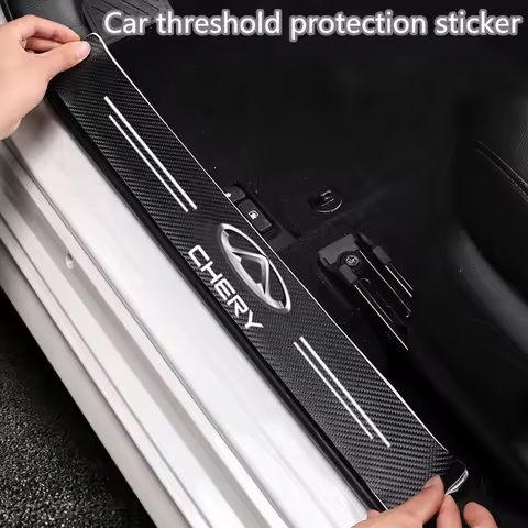 Carbon Fiber Car Door Threshold Sticker Auto Trunk Protective Strip For Chery Tiggo 3/5x/8/E3E5 Arri