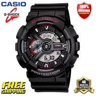 Original G-Shock GA110 Men Sport Watch Japan Quartz Movement Dual Time Display 200M Water Resistant Shockproof and Waterproof World Time LED Auto Light Sports Wrist Watches with 4 Years Warranty GA-110-1A
