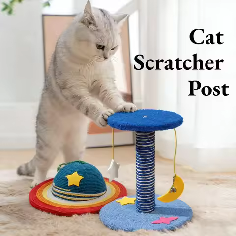 Starry Sky Cat Scratcher Post Natural Sisal Scratching Posts Indoor Cat Tower For Claw Grinding & In