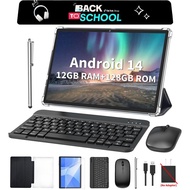 [TikTokShopBacktoSchool]PYNAREL 10.1 inch 12(6+6)GB+128GB, Android 14 Tablet with Keyboard, Case, Mo