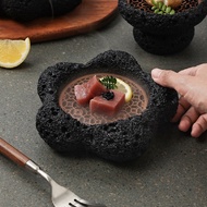 【AiBi Home】-Japanese Tableware Rock Sushi Plate Coal Ball Volcanic Stone Swing Plate Steak Plate Sushi Dish Plate