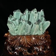 原石擺件 奇石擺件 綠水晶晶簇帶座高13.5×14×10公分 重1.85公斤編號350201