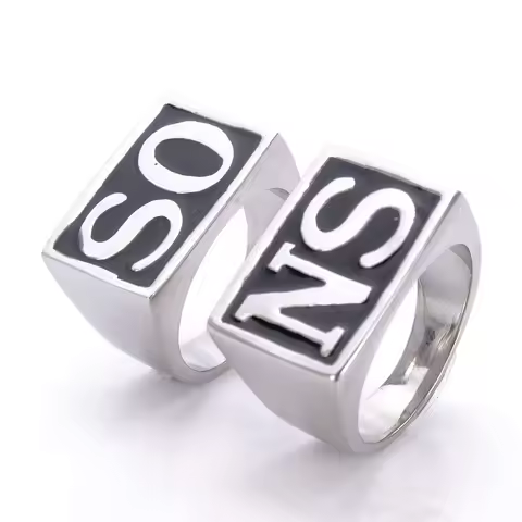 2Pcs Men SONS Ring 316L Stainless Steel SO NS Silver color Size 7-15 Wedding Biker Motor