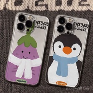 Scarf Eggplant Penguin Couple Space Case Transparent Suitable for iPhone Phone Case Suitable for iPh