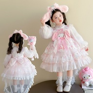 Girls Melody Dress 2026 Autumn Clothes Children Lolita Princess Cake Dress Birthday Dress Fluffy 603