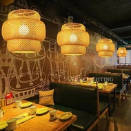 Bamboo Lantern pendent light Natural Rattan Wicker E27 Bulb Chandeliers pendent lamp Restaurant Home