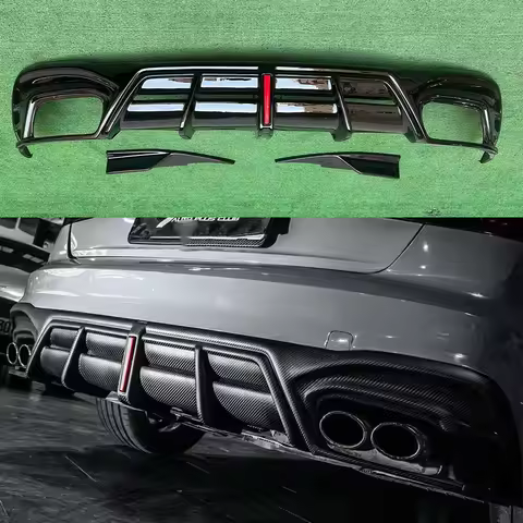 For Audi A4L A4 S4 B10 2020+ Bright Black Car Rear Bumper Diffuser Carbon Fiber Rear Splitters Spoil