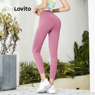 (Trendy) Lovito Summer Plain High Waist Sports Yoga Pants Compression Leggings for Woman L02044 (Lig