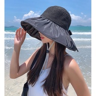 UV Hat beach hat sun hat female summer hollow straw hat UV large brim cover face sun protection Hat