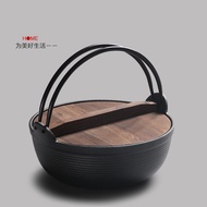 H-Y/ Cast Iron Stew Pot Household Uncoated Japanese Non-Stick Pot Old-Fashioned Pig Iron Soup Pot Thickened Japanese Sou