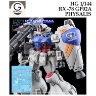 G Rework HG124 HG 1/144 RX-78 GP02 PHYSALIS GUNDAM WATER SLIDE DECAL