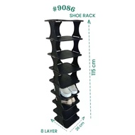 Black ( 9086) 8Layers Shoe Rack Organizer - Space-saving Design H-115CM-W-26CM