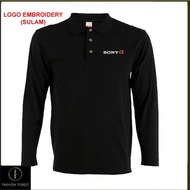 Cotton  Long Sleeve collar Polo T Shirt Logo Embroidery Sulam Sony Alpha ILCE 7CR  FF2 NEEDLE ART