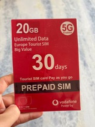 歐洲30日 20GB 5G 上網卡 vodafone