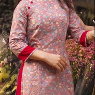 Mimosa OLV ao dai, size S, worn once, still like new. Waist up to 72cm can still fit. In the picture