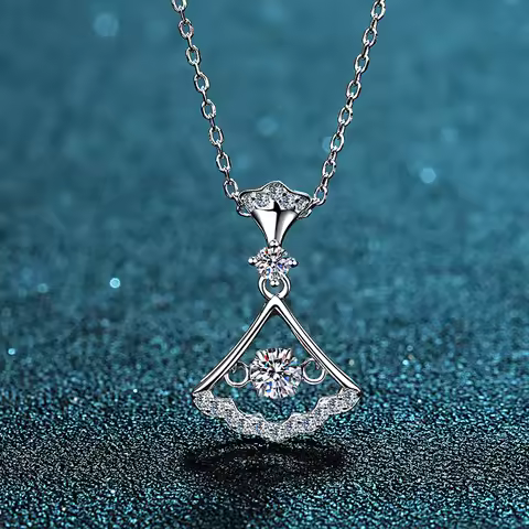 18K White Gold Platinum PT950 0.3ct Moissanite Pendant Necklace for Women Jewelry Modern Celtic Knot