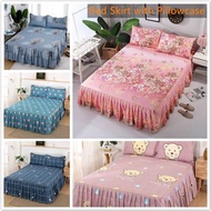 3 IN 1 Bed Skirting Queen Cadar Mattress Cover King size Bed Sheet Set Bed Skirt with Pillowcase