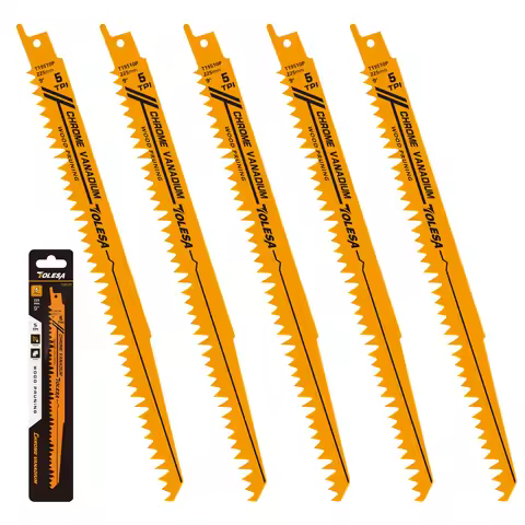 TOLESA 5PCS 9 inch 5 TPI Wood Pruning Reciprocating Saw Blades Sawzall Blades for Quick Cutting Wood
